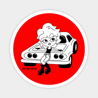 Hot Rod Hottie, Hot Rod Cartoon, Girl On Hot Rod Magnet